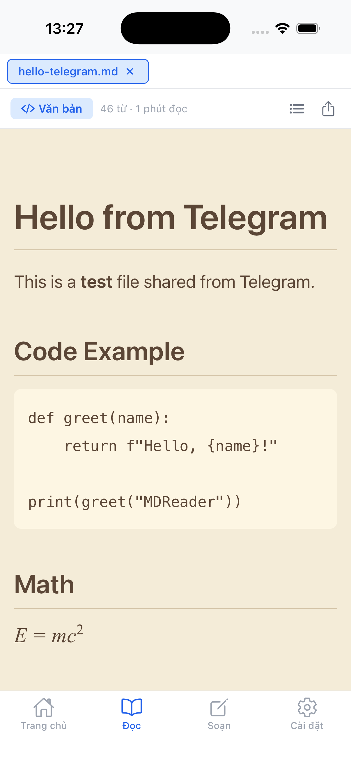 MDReader - Xem tài liệu Markdown